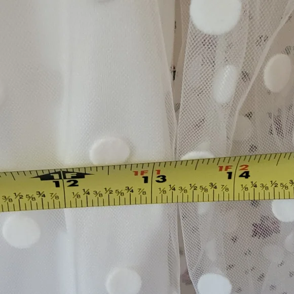 Sexy white polk-a-dot cocktail dress  w/ sheer sleeves. Size L.(8/10). New - Picture 6 of 14